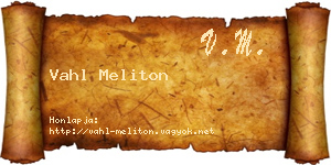 Vahl Meliton névjegykártya